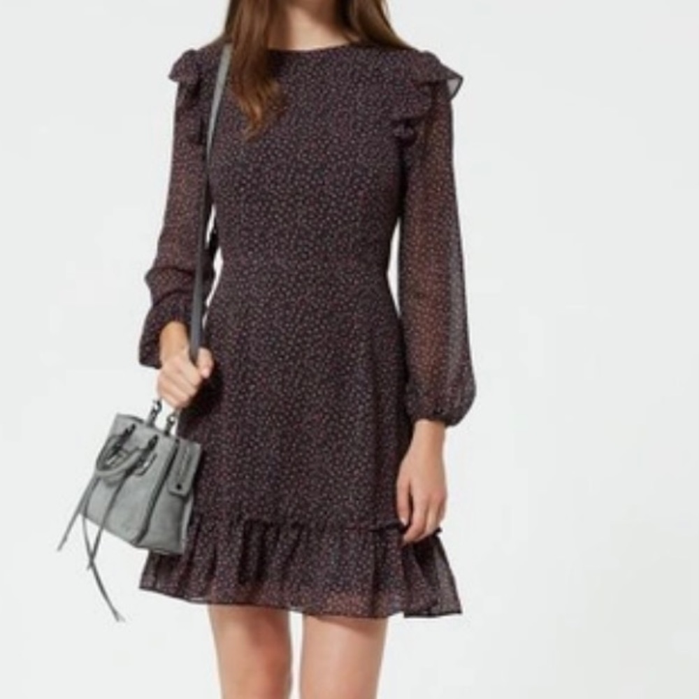 Rebecca Minkoff ruffle shoulder open back dress Size 8